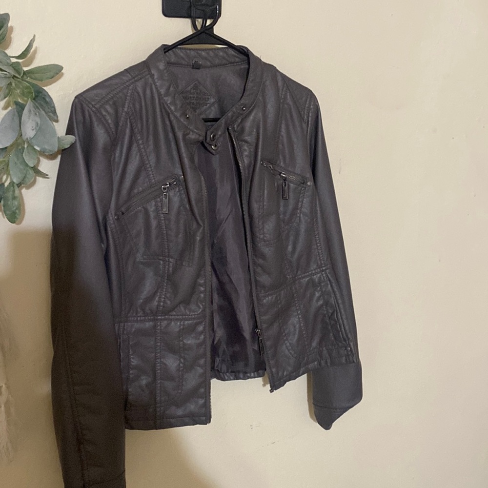 Grey faux leather jacket